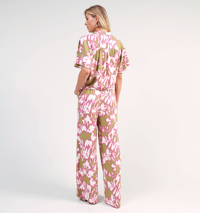 Minus Etia Mid Groene/Roze Broek voor dames (359823)