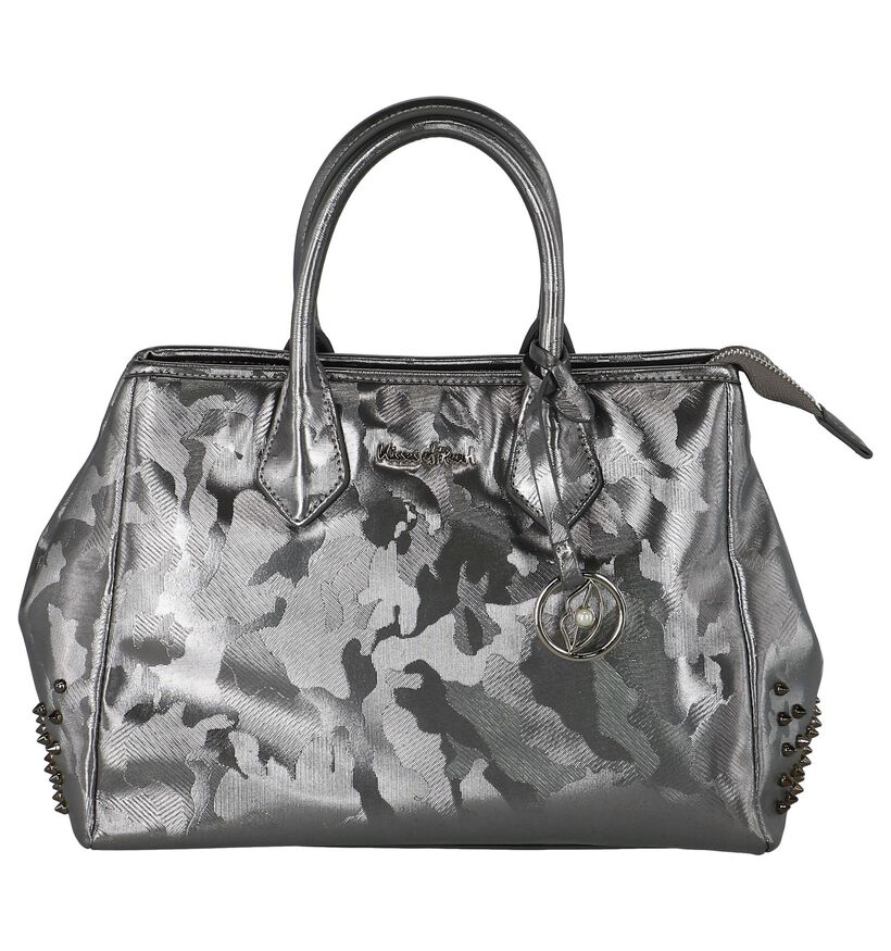 Stoere Zilveren Handtas met Studs Kisses of Pearl in kunstleer (233608)