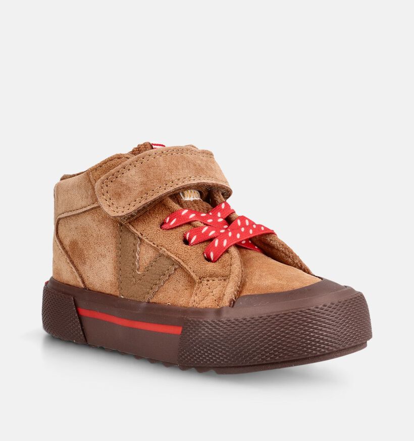 Victoria Cognac Velcroschoenen voor jongens (379098) - geschikt voor steunzolen