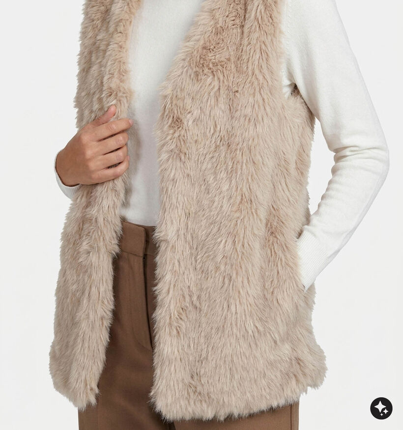Laurent David Zaragoza Gilet Faux-Fur en Beige pour femmes (382017)