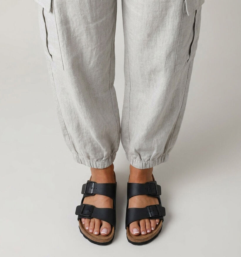 Birkenstock Arizona Soft Footbed Birko-Flor Nu-pieds plates en Noir pour femmes (369566)