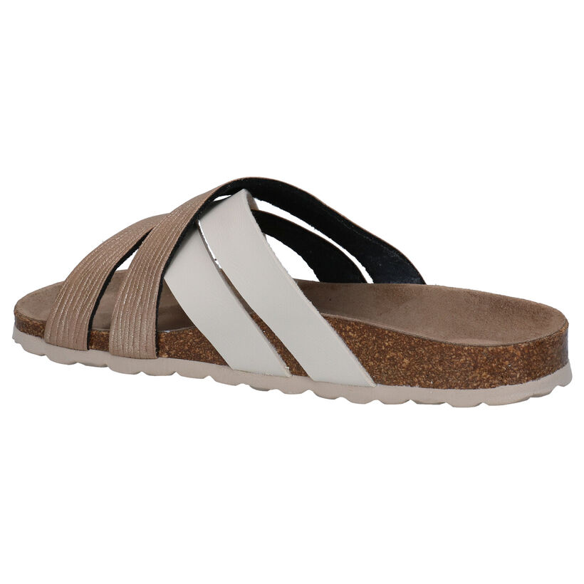 Big Leaf Nu-pieds plates en Taupe en simili cuir (292597)