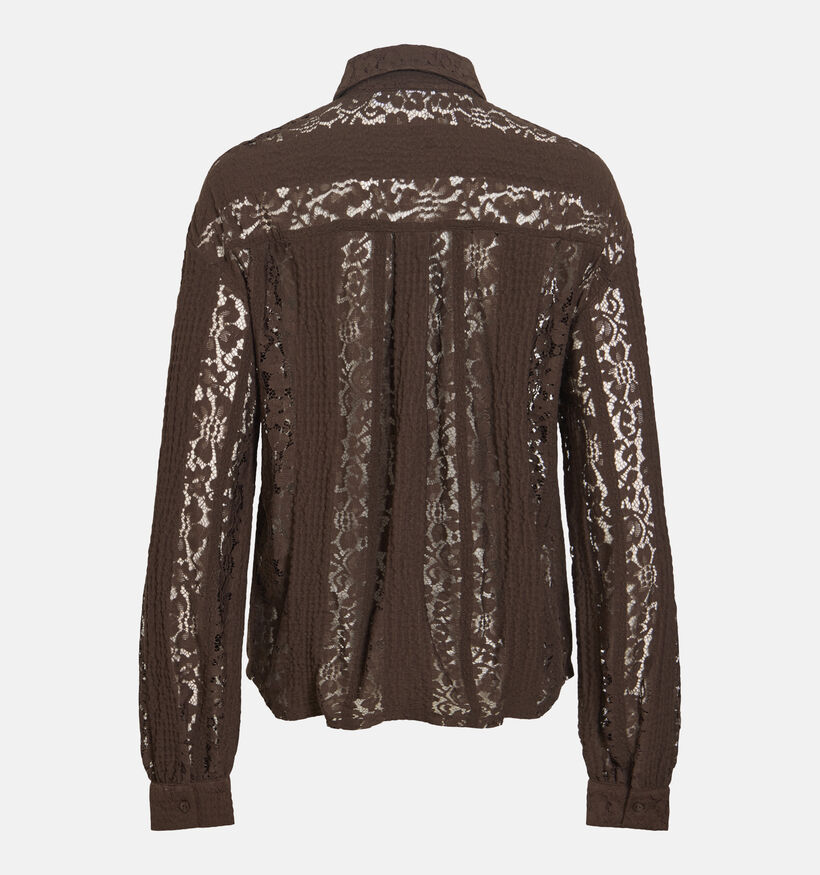 Vila Silano Collar Donkerbruin Hemd met Kant voor dames (379742)