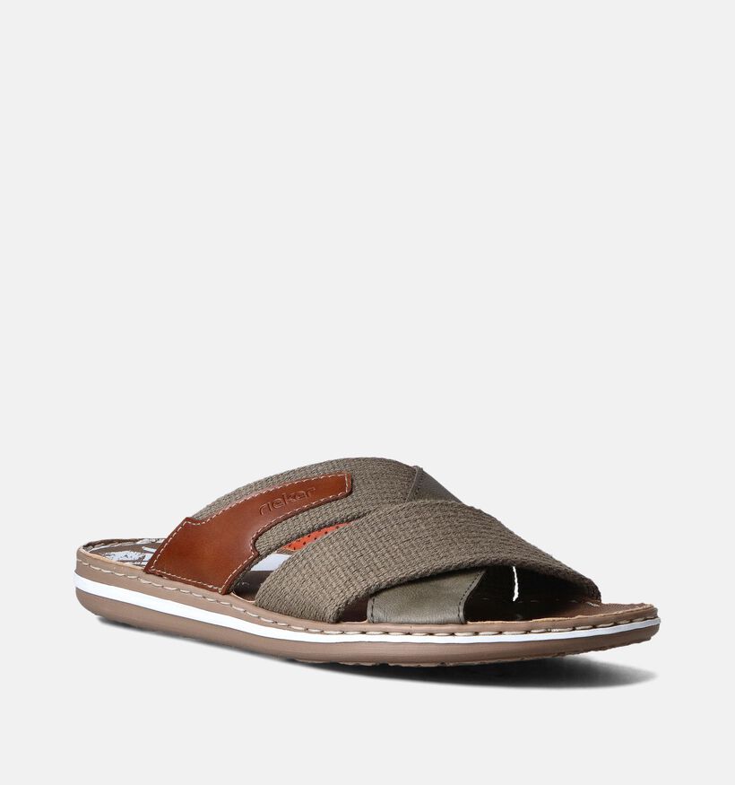 Rieker Nu-pieds casual en Vert kaki pour hommes (354819)