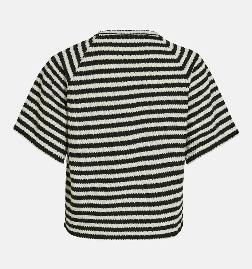 Vila Mata T-shirt court rayé en Noir pour femmes (351801)