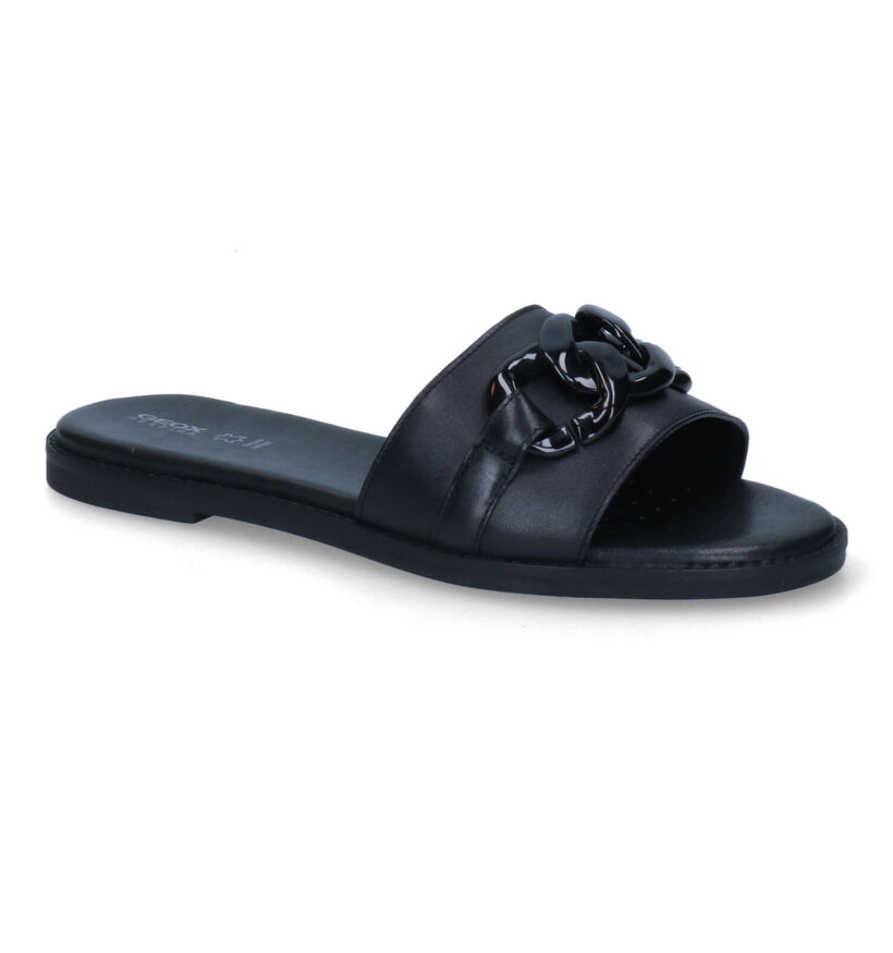 Geox Naileen Zwarte Slippers in leer (311599)
