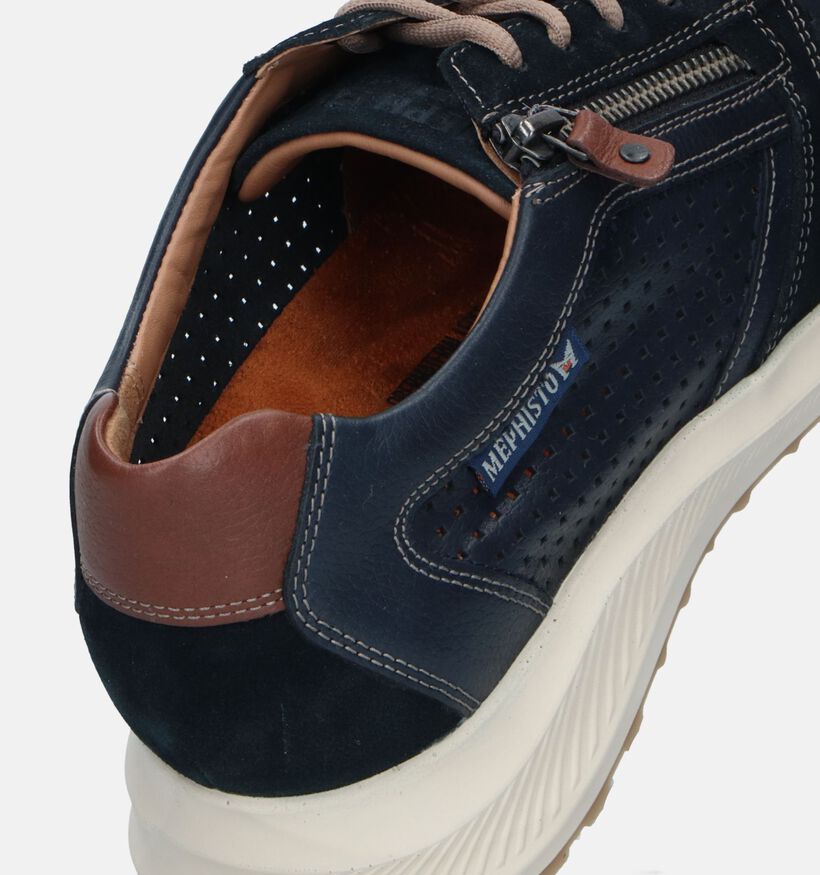 Mephisto Dino Perf Velsport Chaussuresà lacets en Bleu pour hommes (339209) - pour semelles orthopédiques