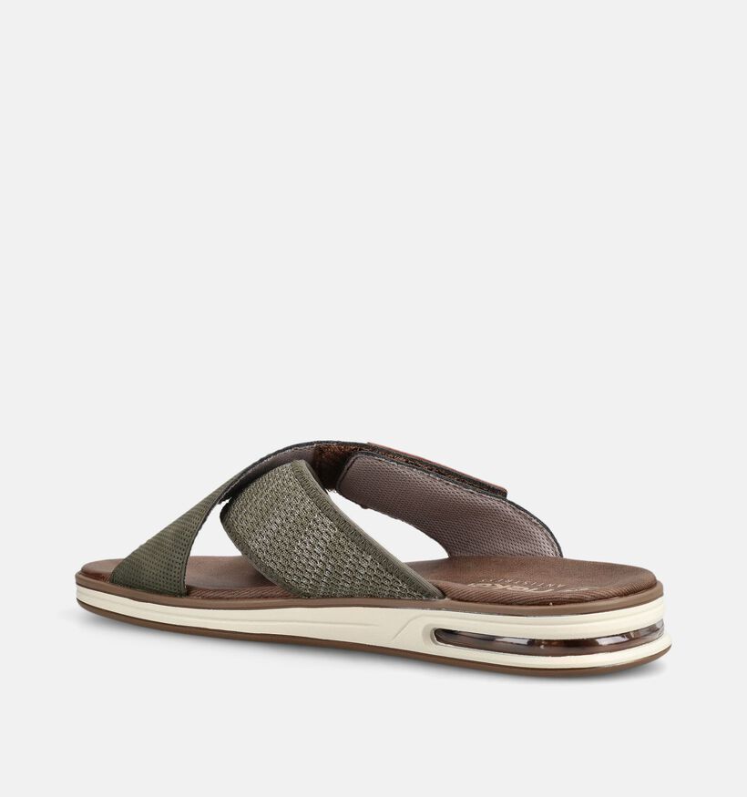 Rieker Nu-pieds casual en Vert kaki pour hommes (370519)