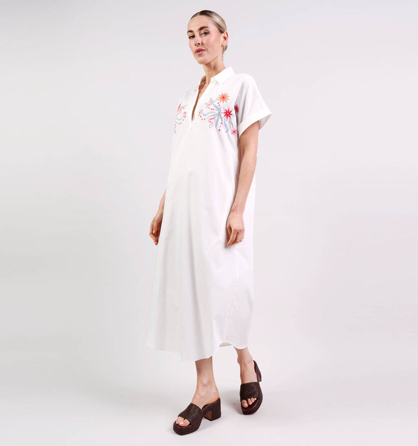 Vero Moda Lina 7/8 V-Neck Robe mi-longue en Blanc pour femmes (374944)