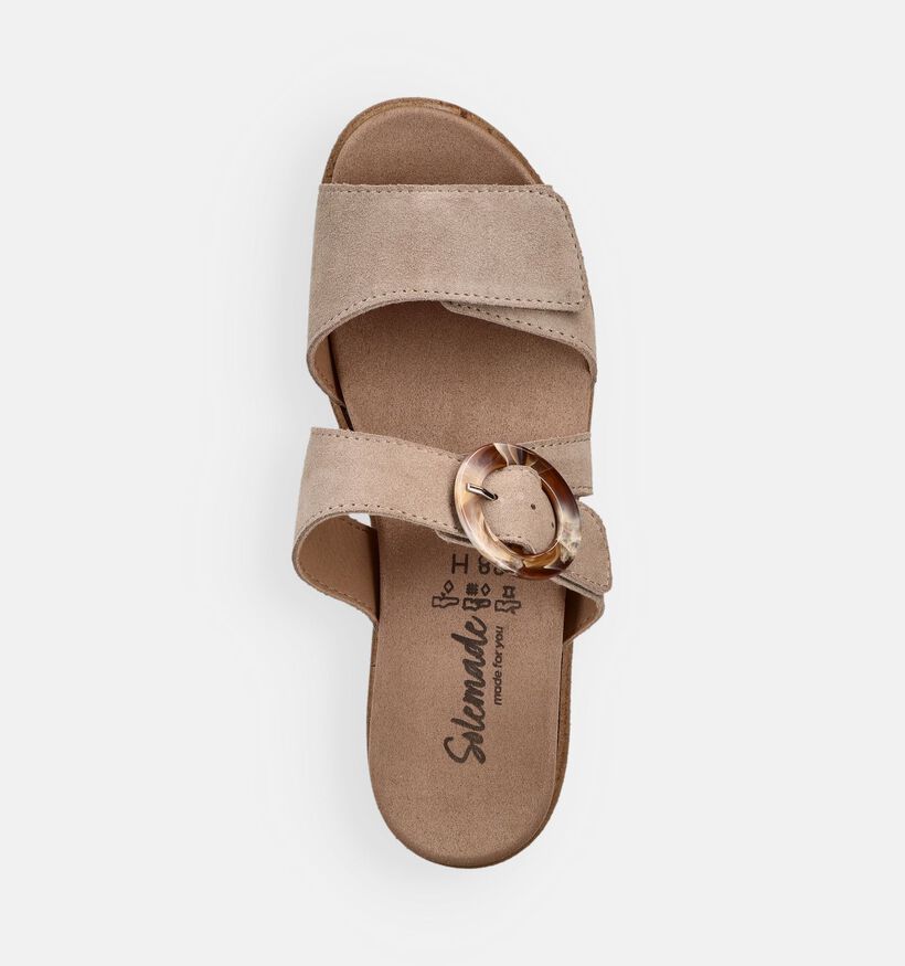 Solemade Mia 113 Taupe Slippers met Sleehak voor dames (371638) - geschikt voor steunzolen