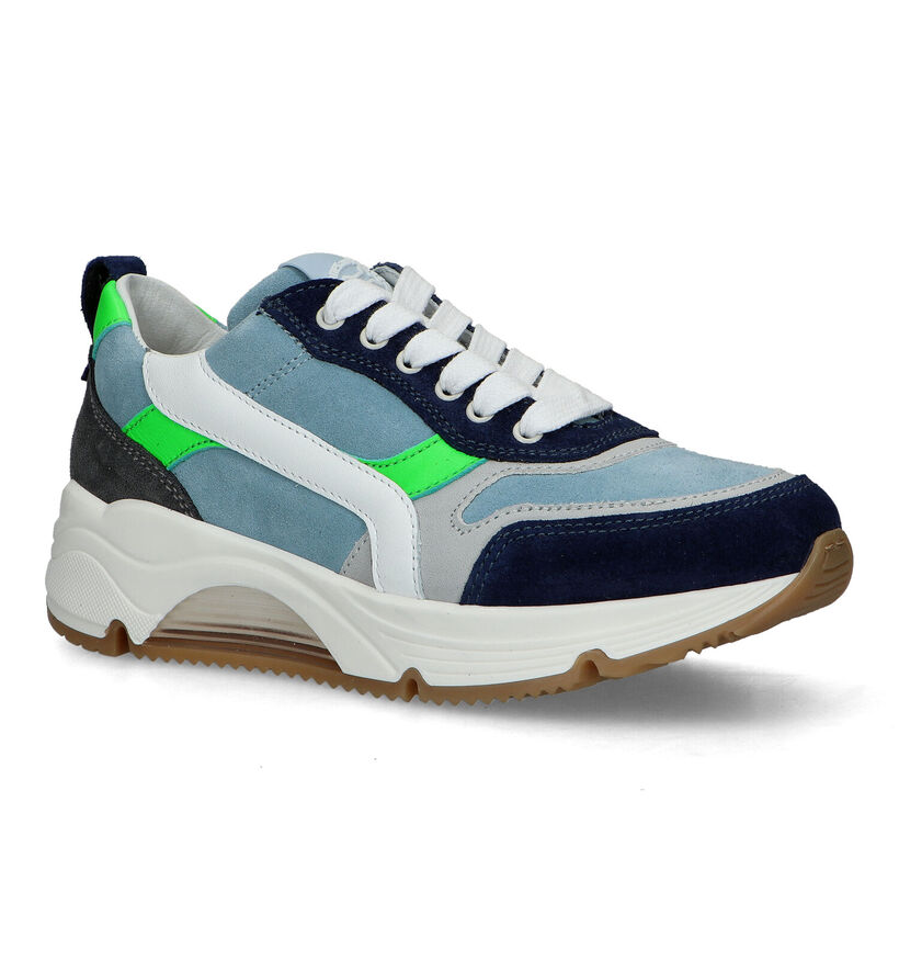 STONES and BONES Falcan Blauwe Veterschoenen in nubuck (325938)