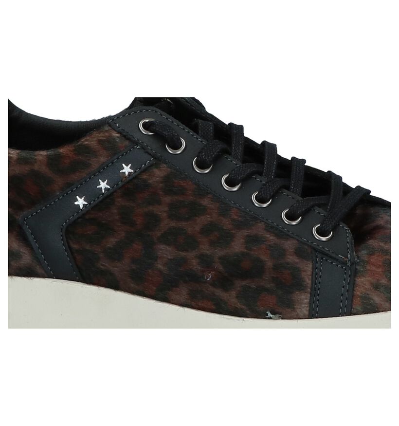 Bruine Sneakers Pantofola d'Oro Lecce Leopard Donne Low in leer (227336)