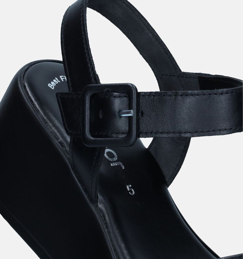 Gabor Best Fitting Sandales avec talon compensé en Noir pour femmes (339372)