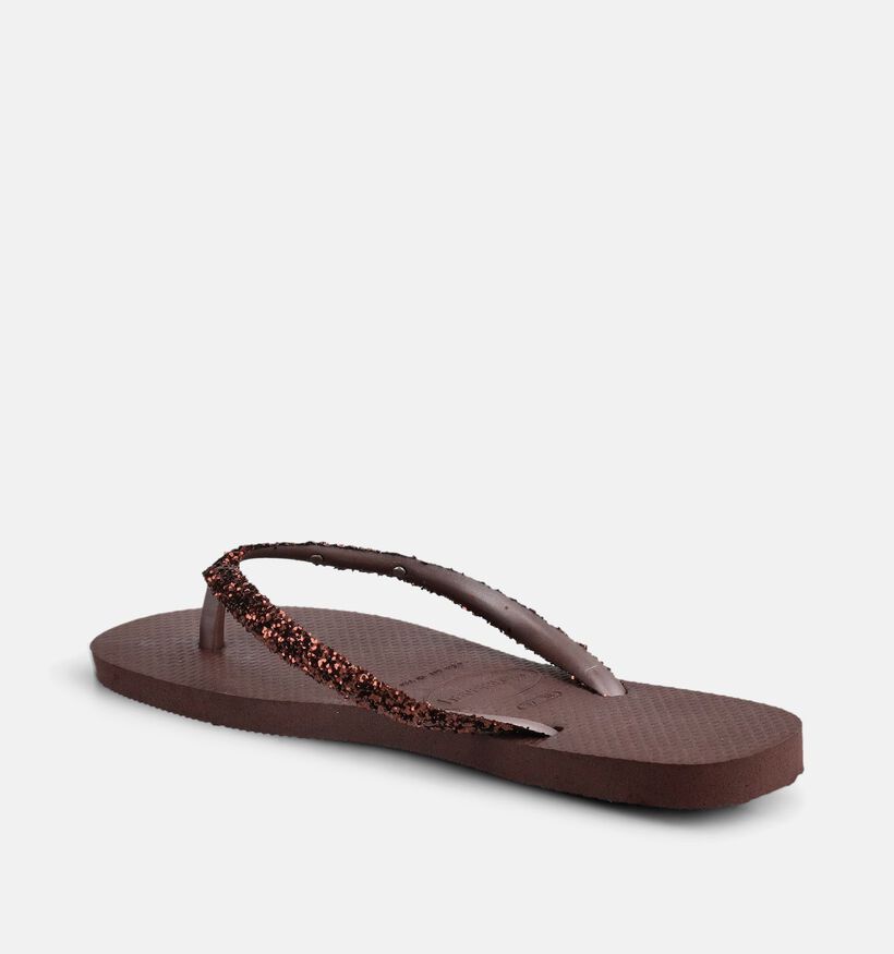 Havaianas Slim Glitter II Donkerbruine Teenslippers voor dames (373109)