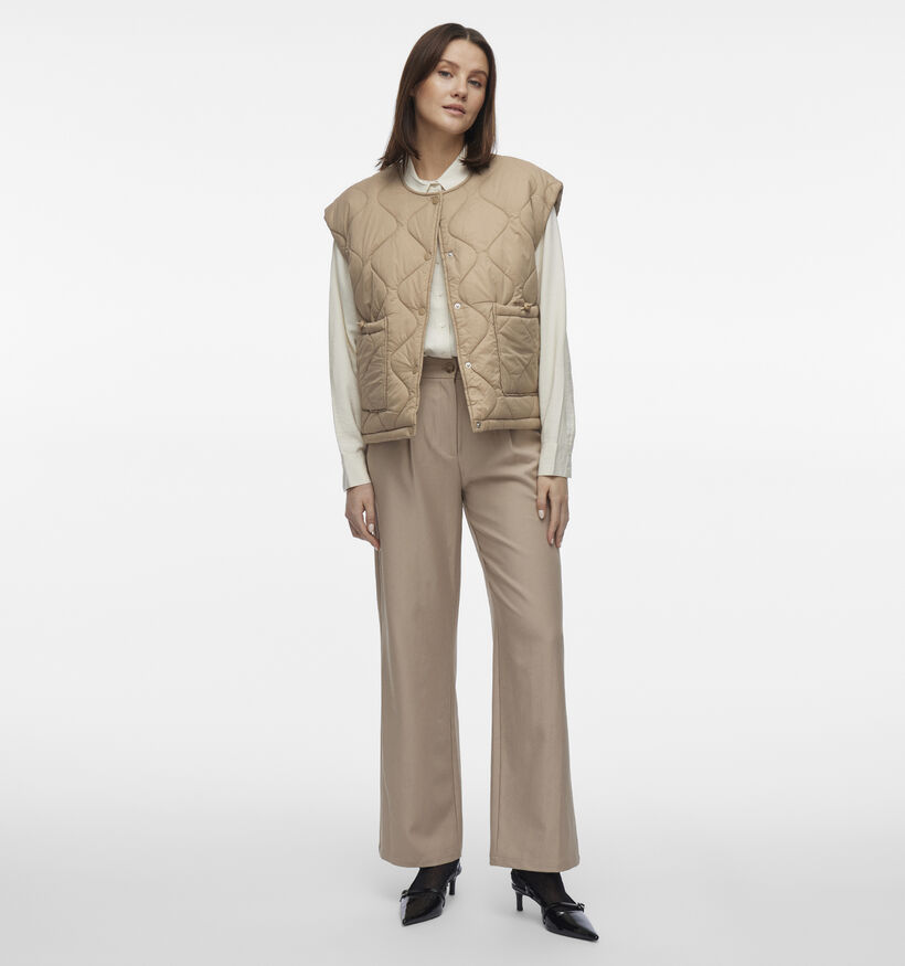 Vila Sibiria Beige Korte gewatteerde bodywarmer voor dames (351816)