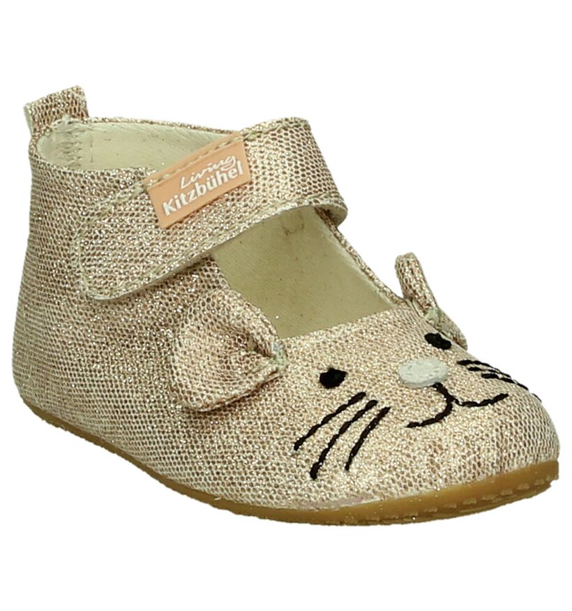 Roze Glitter Babypantoffel Living Kitzbühel met Muisje in stof (194634)