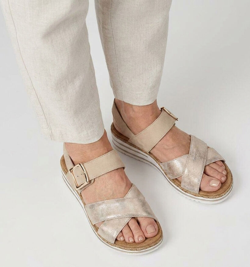Rieker Gouden Sandalen met Sleehak voor dames (370382)