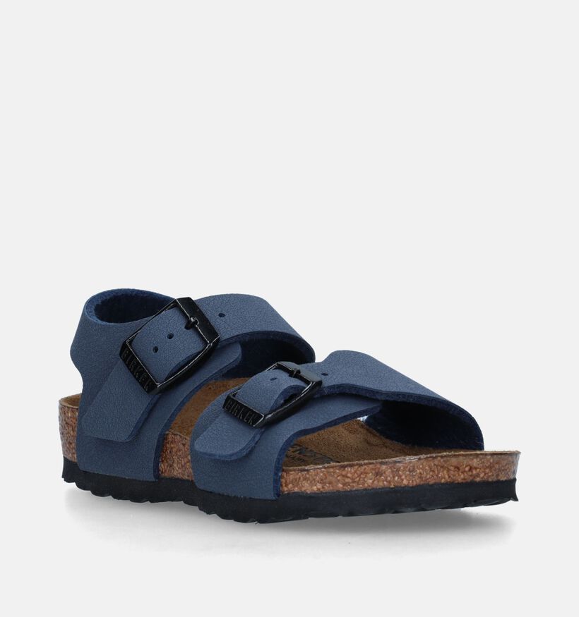 Birkenstock New York Birko Flor Sandales en Bleu pour garçons (338094)