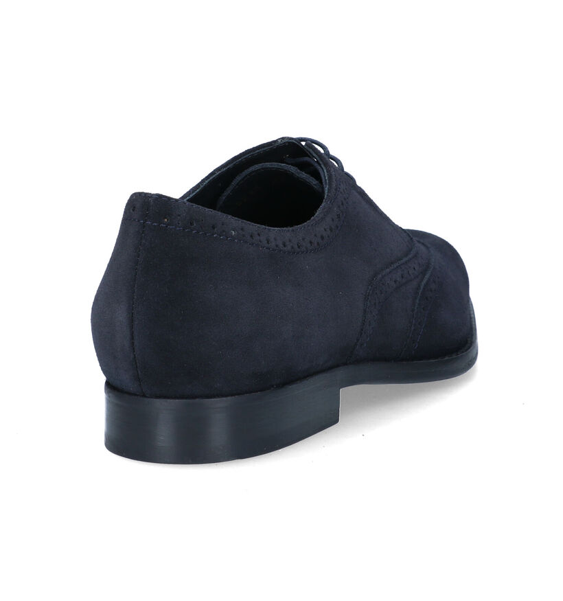 Geox Hampstead Blauwe Geklede Veterschoenen in daim (326759)