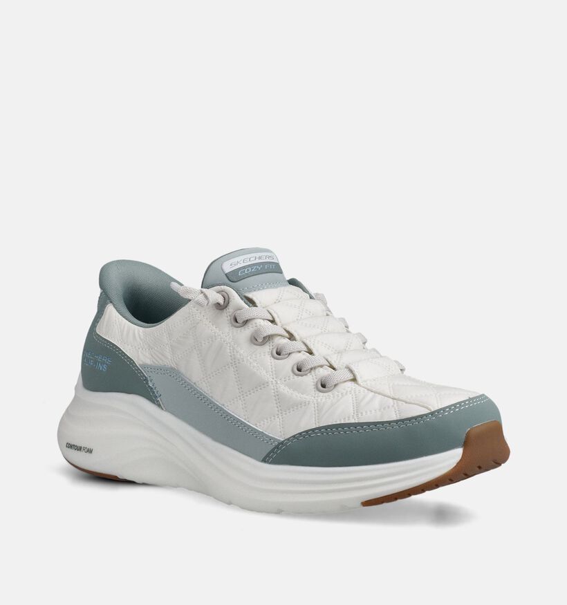 Skechers Contour Foam Baskets en Blanc/Vert pour femmes (371258)