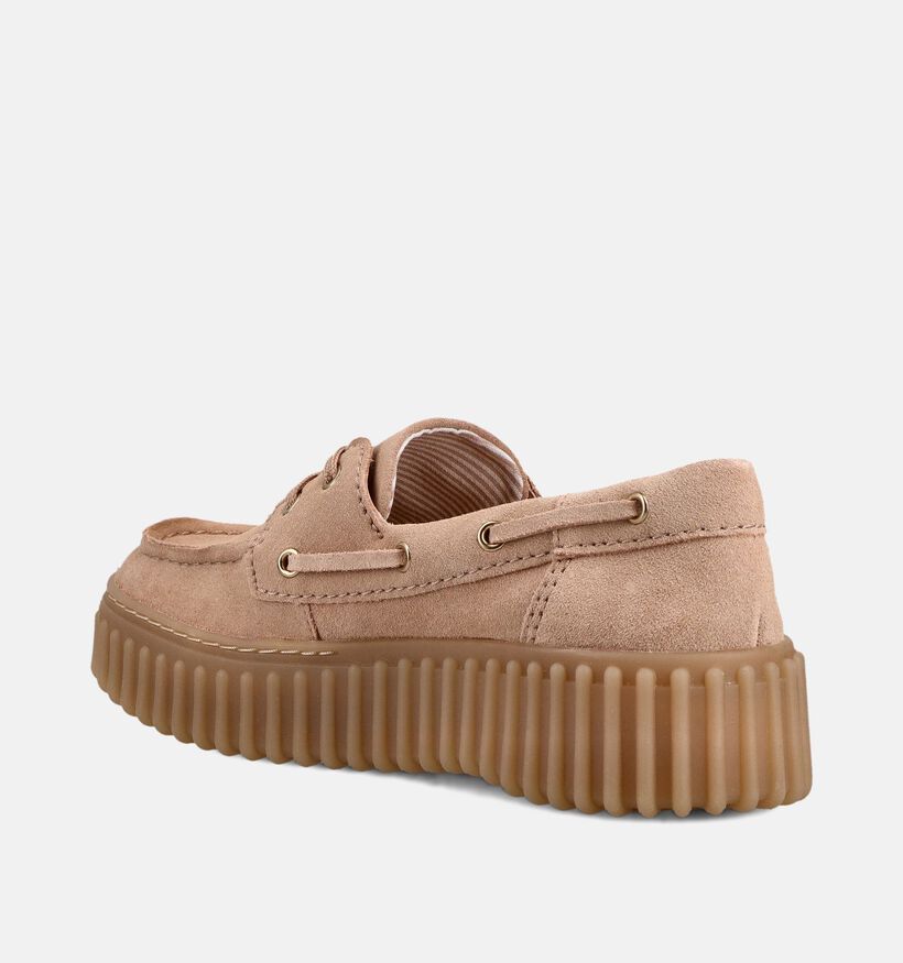 Clarks Torhill Boat Chaussures bateau en Beige Fonc&eacute; pour femmes (370559) - pour semelles orthop&eacute;diques