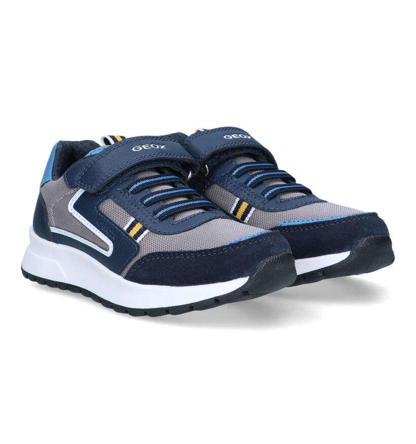Geox Briezee Blauwe Velcroschoenen in stof (326615)