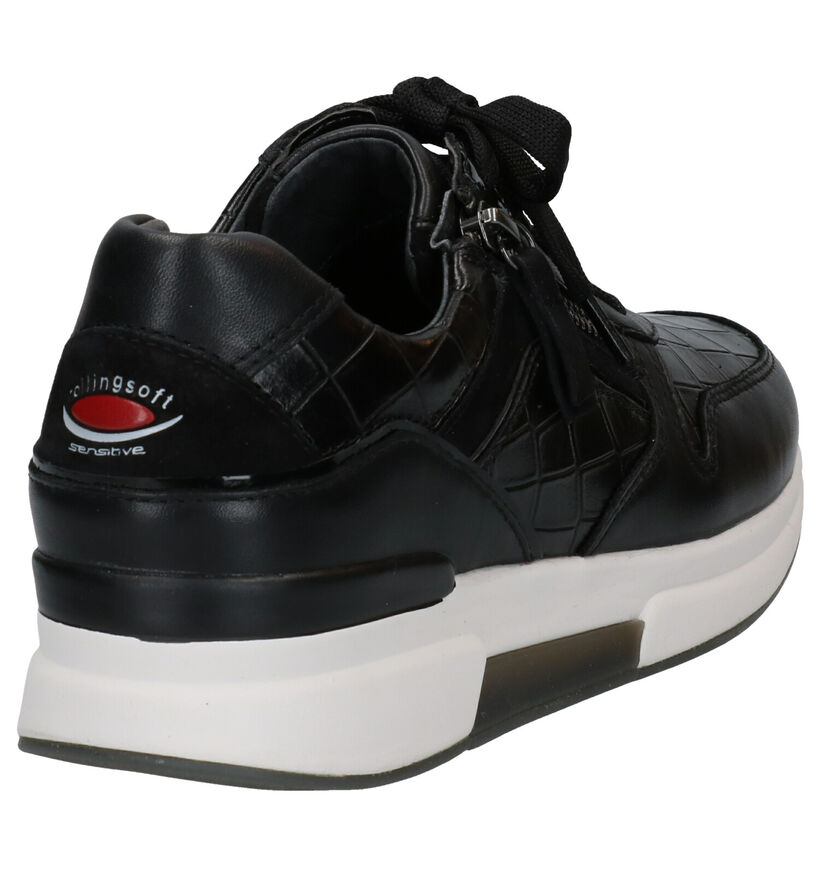 Gabor Rollingsoft Zwarte Veterschoenen in leer (282347)