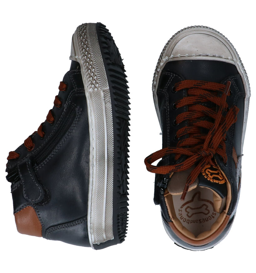 STONES and BONES Nippo Bottines en Bleu en cuir (296661)