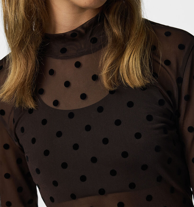 Pieces Jeshi Mesh Donkerbruine T-shirt met Lange Mouwen voor dames (379331)