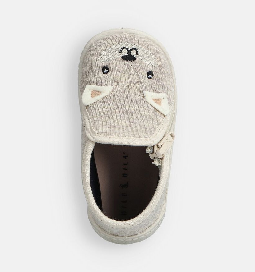 Milo & Mila Lichtgrijze Pantoffels voor meisjes, jongens (364857) - geschikt voor steunzolen