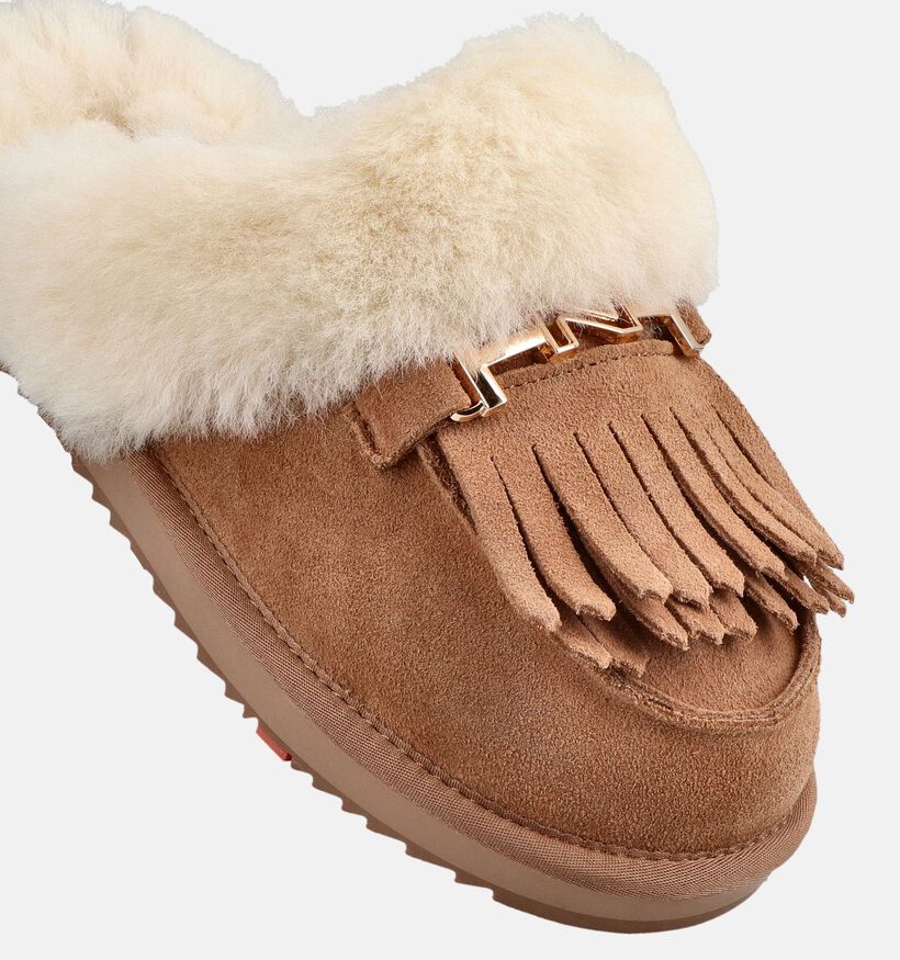 Nathan-Baume Pantoufles ouvertes en Camel pour femmes (380285)