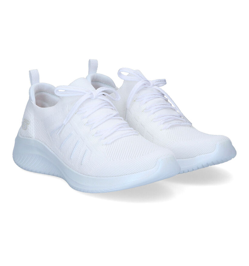 Skechers Ultra Flex 3.0 Glowing Sky Baskets en Blanc en textile (302127)