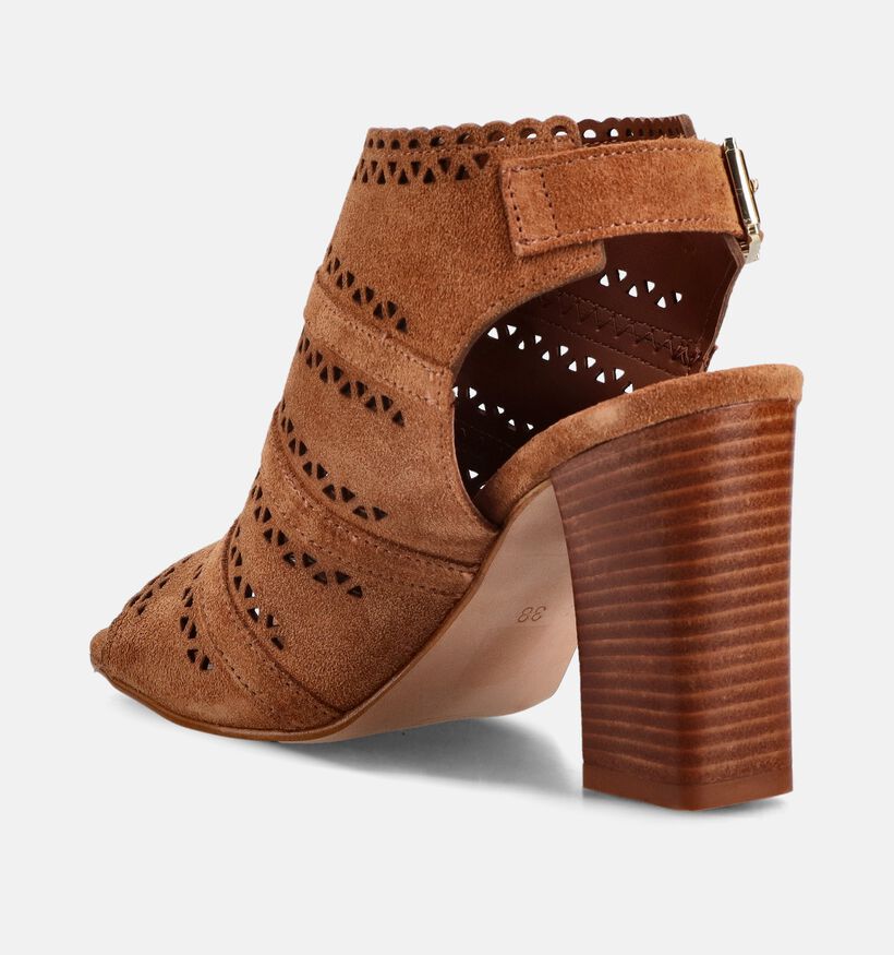 Laurant David Cognac Sandalen met blokhak voor dames (357834)