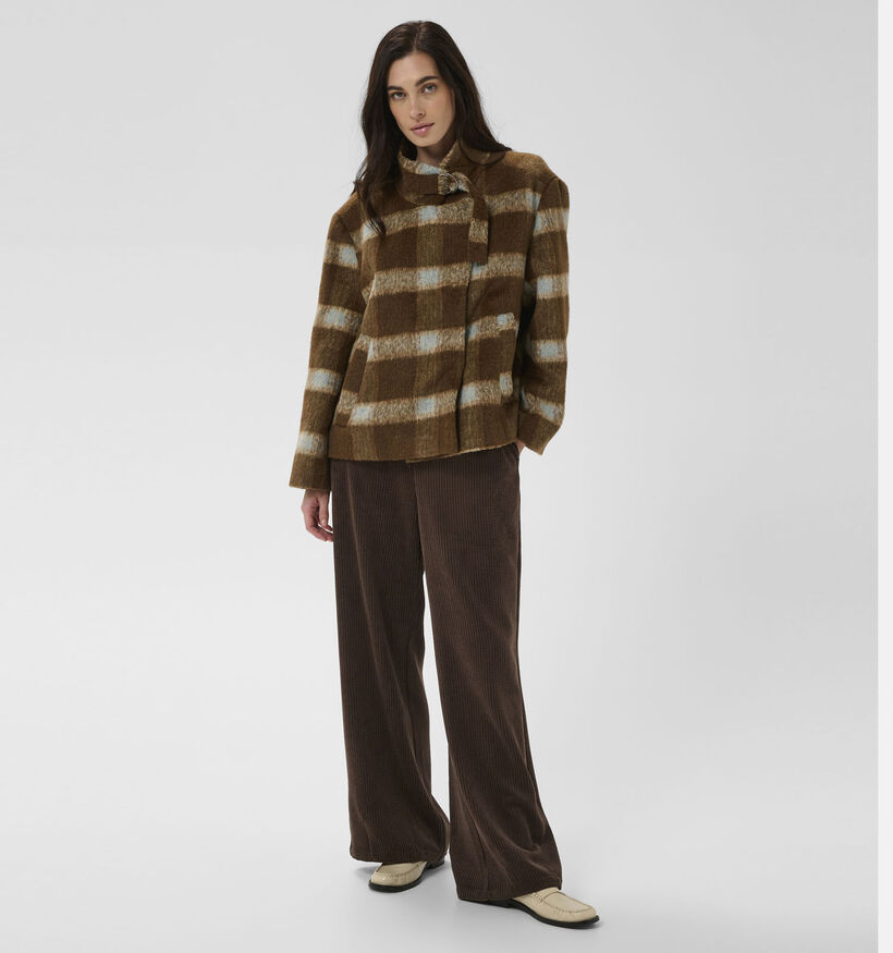 Culture Silja Manteau court en Marron/Bleu pour femmes (380497)