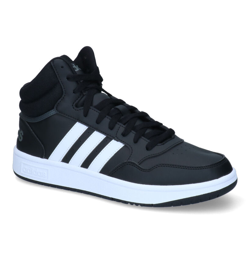 adidas Hoops 3.0 Mid Zwarte Sneakers in kunstleer (311417)