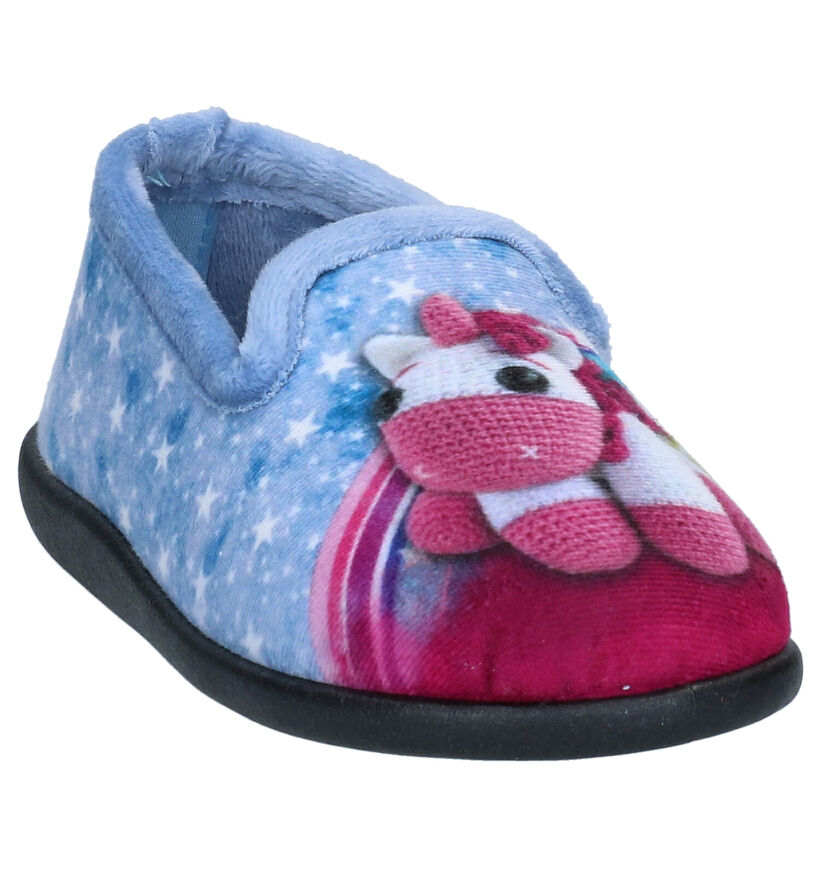 Milo & Mila Blauwe Pantoffels in stof (300088)