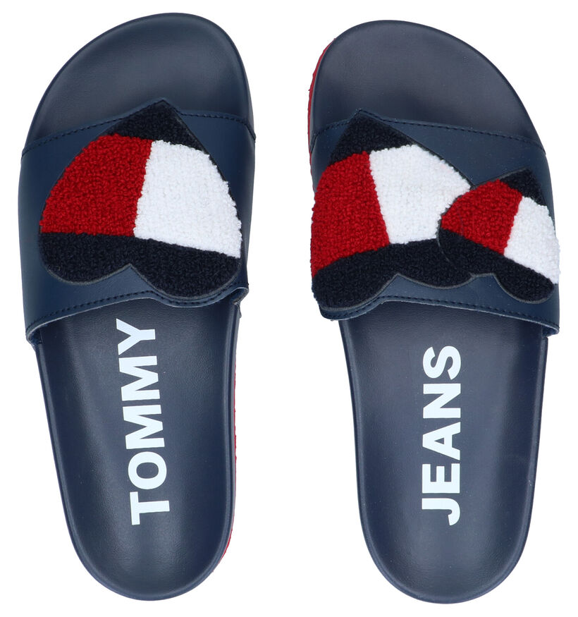 Tommy Hilfiger Valentines Slide Blauwe Badslippers in kunstleer (264942)