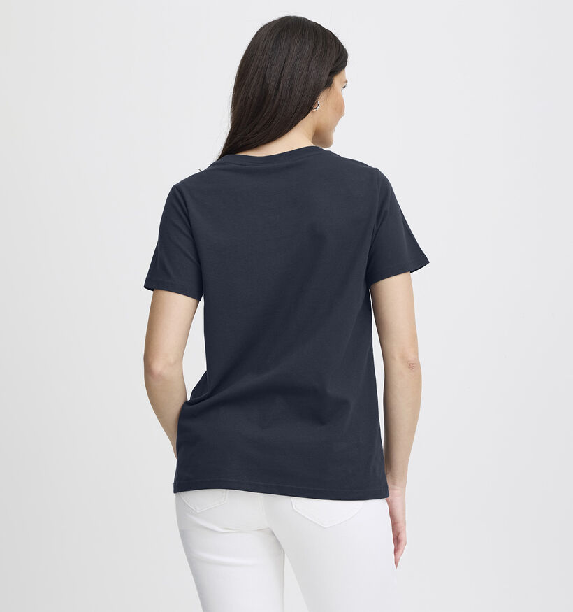 Fransa Zashoulder T-shirt en Bleu fonc&eacute; pour femmes (378669)
