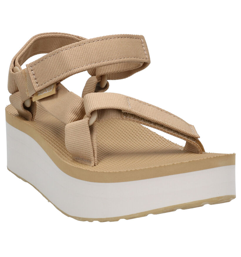 Teva Flatform Beige Sandalen in stof (276303)