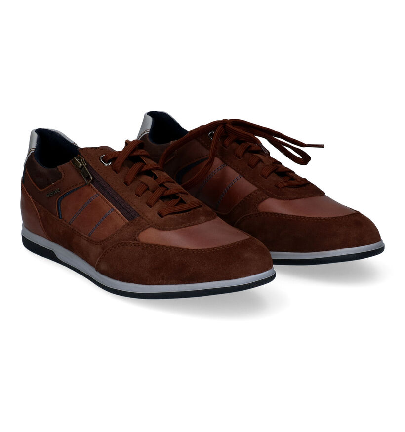 Geox Renan Chaussures à lacets en Cognac en cuir (303578)