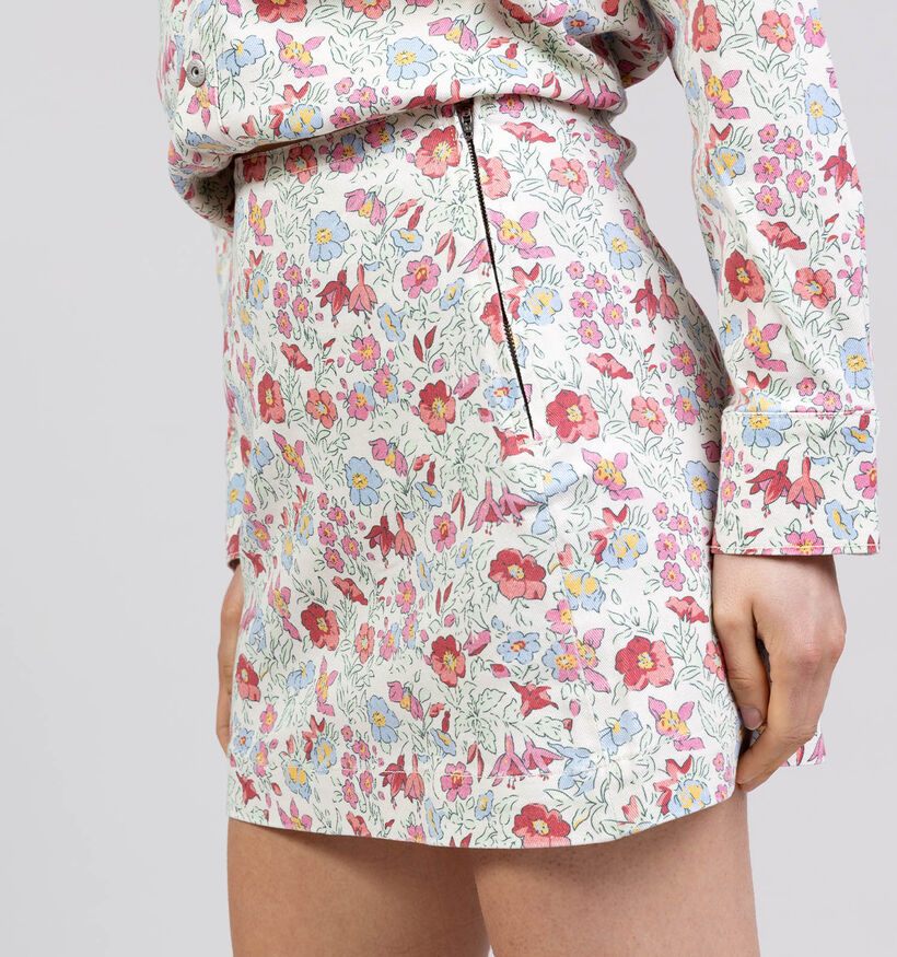 Pieces Salume Denim Ecru/Roze Korte Rok voor dames (369197)