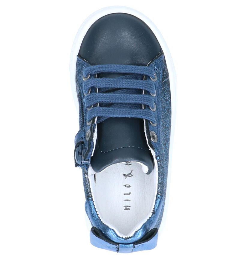 Milo & Mila Baskets basses en Bleu foncé en cuir (290086)