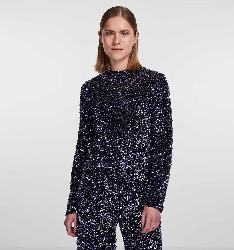 Pieces Kam Zwarte Glitter Blouse voor dames (333231)