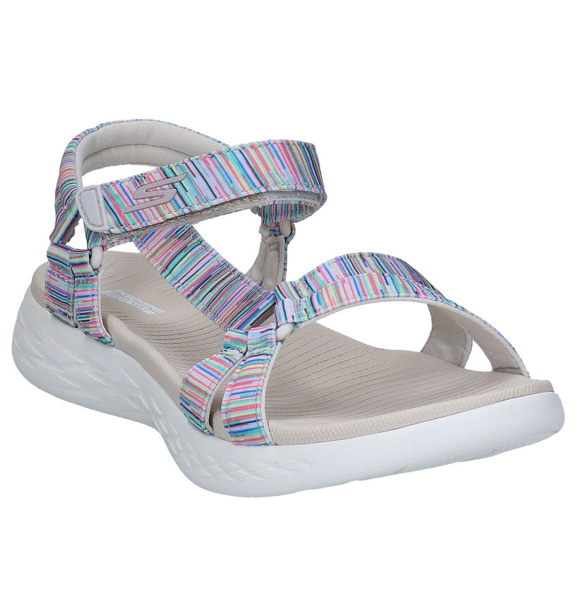 Skechers Sandales plates en Bleu foncé en textile (290290)