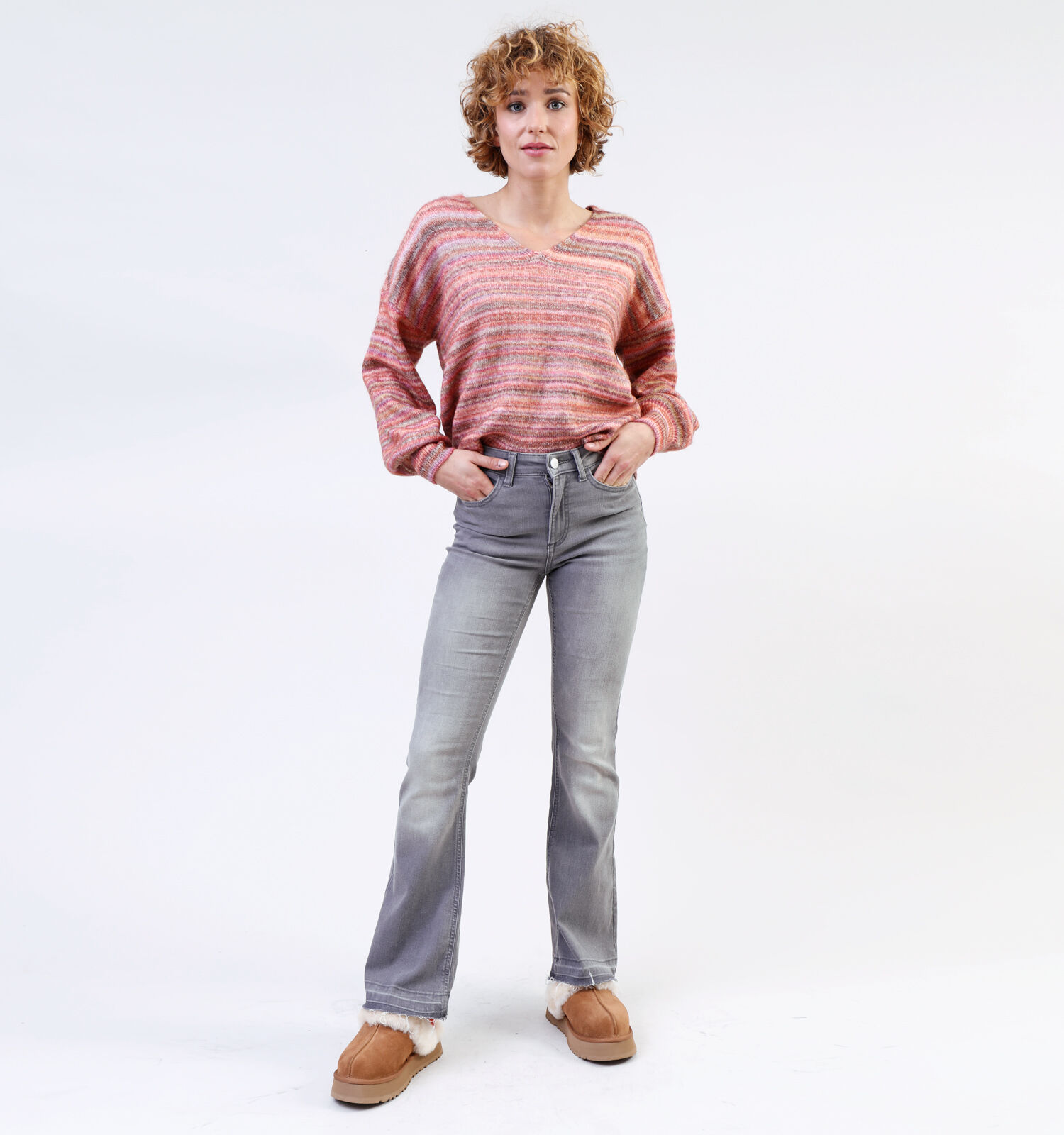 Jean bootcut store gris femme