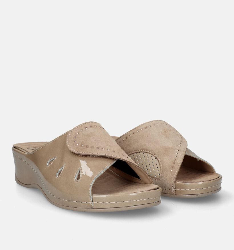 Scholl Nives Mules en Taupe pour femmes (336735) - pour semelles orthopédiques