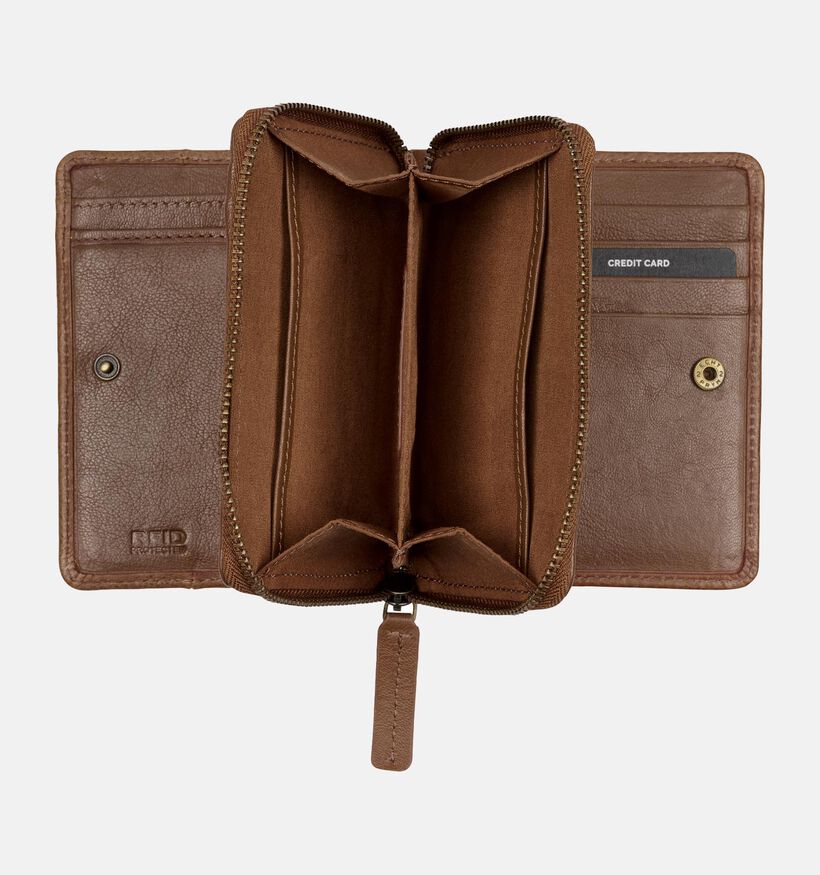 Burkely Norah Porte-monnaie zippé en Cognac pour femmes (347964)