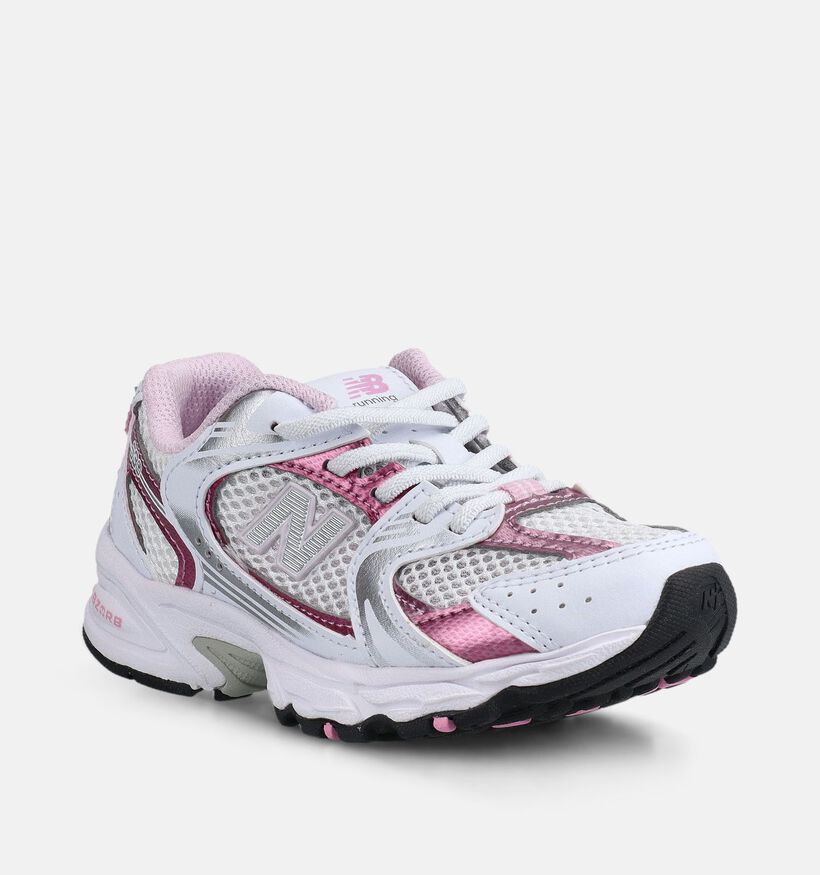 New Balance 530 Baskets basses en Blanc/Rose pour filles (375133) - pour semelles orthop&eacute;diques