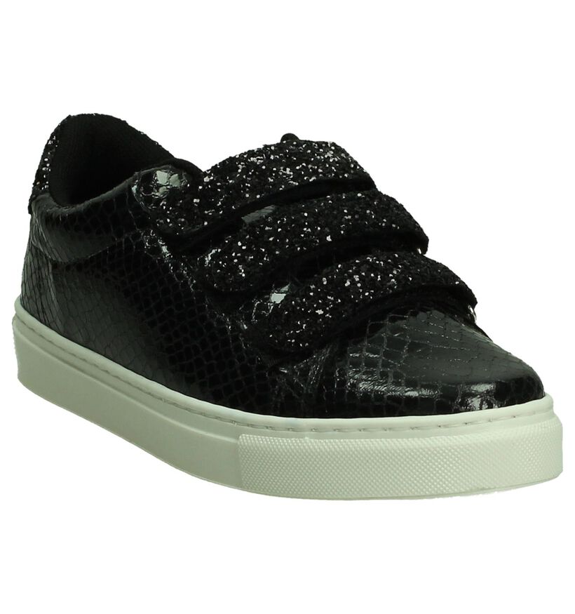 Zwarte Dazzle Sneakers met Slangenprint in lakleer (191702)