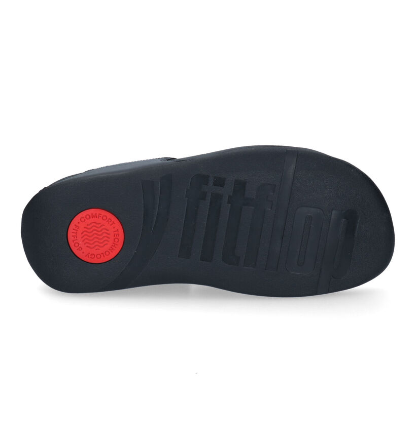 FitFlop Walkstar Wide Fit Webbing Tongs en Noir en cuir (304831)